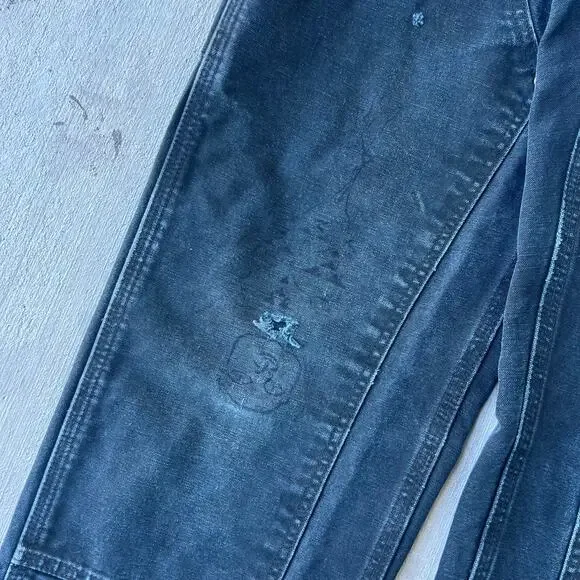 Vintage Y2K Carhartt faded black double knee work wear carpenter pants